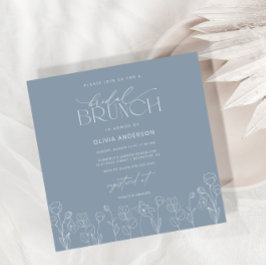Brunch-inbjudan till Dusty Blue Modern Blommigt Mö Inbjudningar