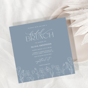 Brunch-inbjudan till Dusty Blue Modern Blommigt Mö Inbjudningar
