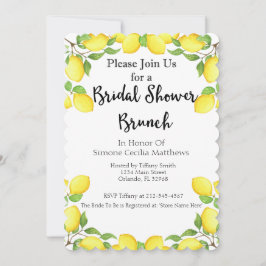 Brunch-inbjudan till Lemon Watercolor Möhippa Inbjudningar