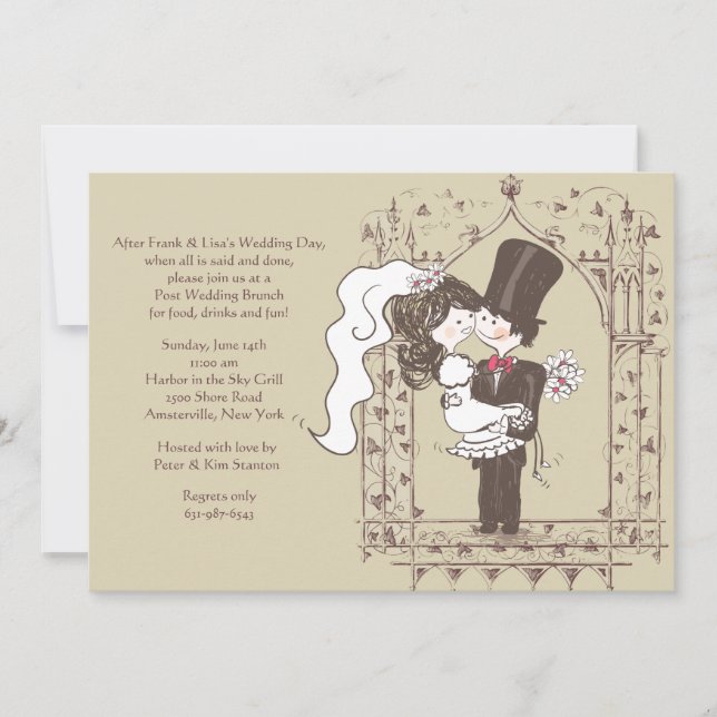 Brunch-inbjudan till Lycklig Couple Post Bröllop Inbjudningar (Framsida)