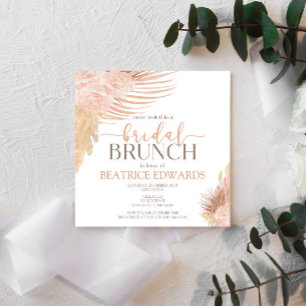 Brunch-inbjudan till Möhippa för mjuk Rosa Blommig Inbjudningar