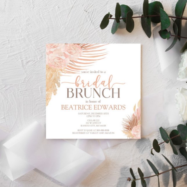 Brunch-inbjudan till Möhippa för mjuk Rosa Blommig Inbjudningar (Skapare uppladdad)