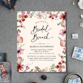 Brunch-inbjudan till Möhippan Rosa Peach Blommigt
