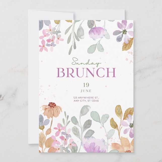 Brunch-inbjudan till söndag Funday - Elegant och A Meddelande (Framsida)