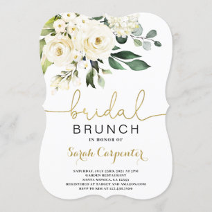 Brunch-inbjudan till White blommigt Möhippa Inbjudningar