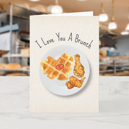 Brunch Kärlek Pun Chicken & Waffles Valentine Kort