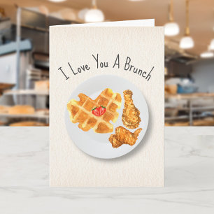 Brunch Kärlek Pun Chicken & Waffles Valentine Kort