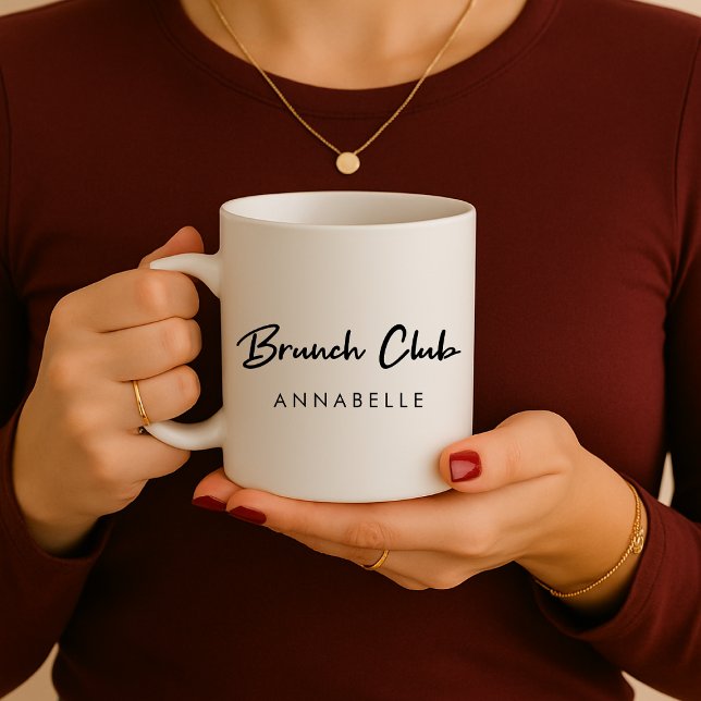 Brunch Klubb | Namn Modern handskript Kaffemugg (Skapare uppladdad)