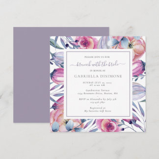 Brunch med Bride Dusty Mauve Watercolor Blommigt Inbjudningar