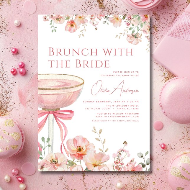 Brunch med Bride Rosa Bow-Möhippan Inbjudningar (Skapare uppladdad)