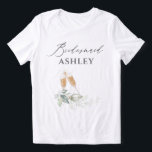 Brunch med bruden grön grönska brudtärna t shirt<br><div class="desc">Elegant drömmig grönska och champagneglas brudtärna t-shirt</div>