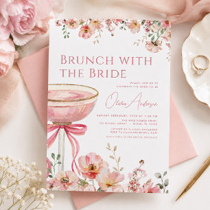 Brunch med bruden Rosa slinga Bröllopsdusch Inbjudningar