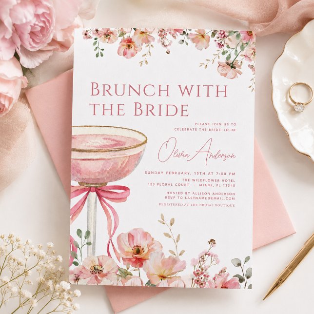 Brunch med bruden Rosa slinga Bröllopsdusch Inbjudningar (Skapare uppladdad)