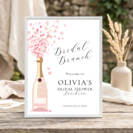 Brunch med bubbelrosé välkommen till bröllopsfest poster