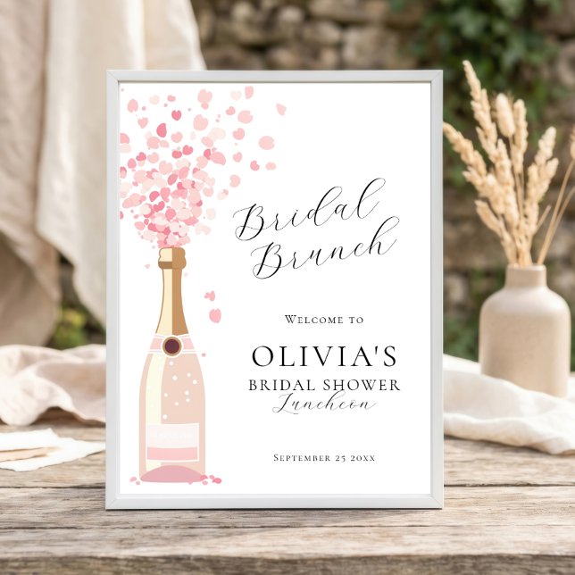 Brunch med bubbelrosé välkommen till bröllopsfest poster (Skapare uppladdad)