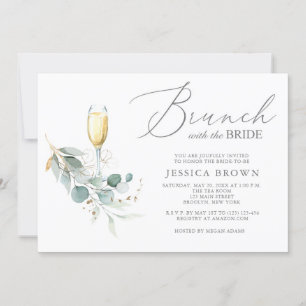 Brunch med Möhippan Bride Guld Greenery Inbjudningar