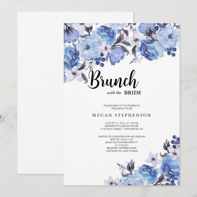 Brunch med Möhippan Bride Guld Greenery Inbjudningar (Fram/baksida)