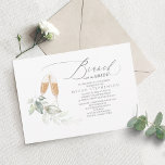 Brunch med Möhippan Bride Guld Greenery Inbjudningar<br><div class="desc">Elegantens drömmande grönt och champagneglas inbjudningskort för möhippa - Brunch med Bride</div>