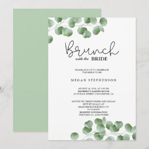 Brunch med Möhippan Bride Guld Greenery Inbjudningar