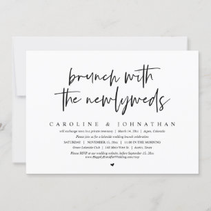 Brunch med Newlyweds, Bröllop Elopement Party Inbjudningar