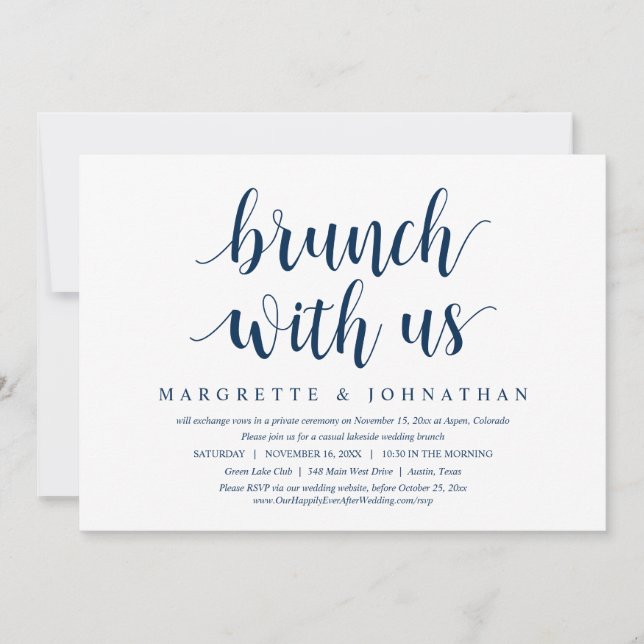 Brunch med nygifta, bröllopsinbjudan för elopement inbjudningar (Framsida)