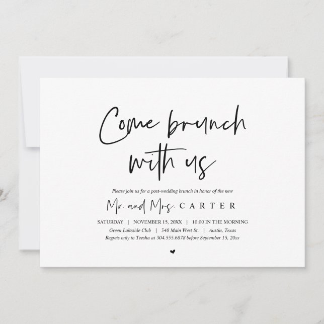 Brunch med nygifta, efter bröllopsinbjudan inbjudningar (Framsida)