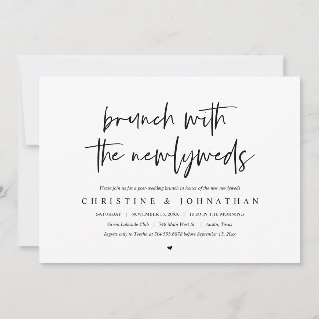 Brunch med nygifta, efterbröllopsinbjudan inbjudningar (Framsida)