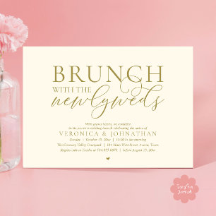 Brunch med nygifta, Gul Guld Bröllop Inbjudningar
