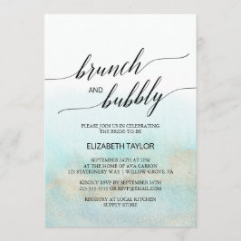 Brunch med vattendjur och Bubly i Aqua och Guld Inbjudningar