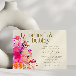 Brunch-meddelande om rosa Guld Watercolor Blommigt Inbjudningar