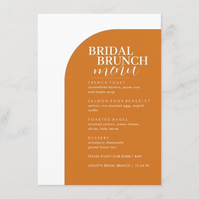 Brunch-meny för minsta Möhippa i Boho Serif-text Meny (Framsida)