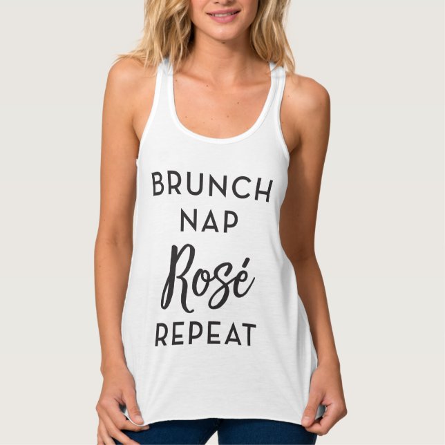 Brunch Nap Rosé Repeat Tanktop Linne Med Racerback (Framsida)