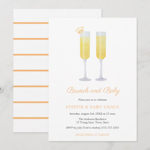 Brunch och Baby Mimosas Shower eller Sip & Se Inbjudningar
