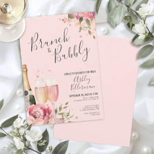 Brunch och bubbel Blommig Bröllopsfest Inbjudningar