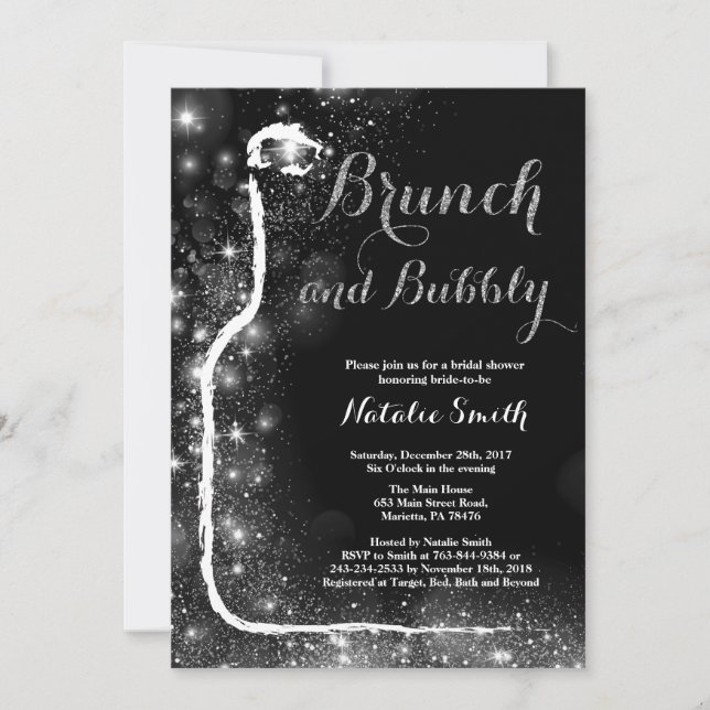 Brunch och bubbel Bröllopsdusch Inbjudan (Framsida)