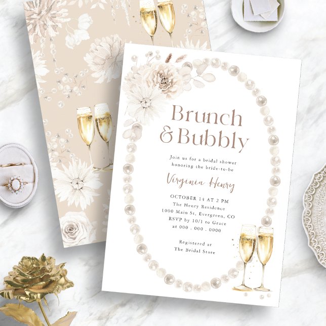 Brunch och bubbel Bröllopsdusch-inbjudan Inbjudningar (Brunch and Bubbly Bridal Shower Invitation
)