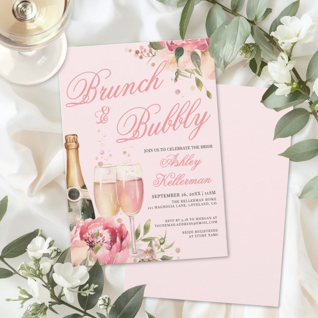 Brunch och bubbel Bröllopsdusch Inbjudningar (Brunch And Bubbly Bridal Shower Invitation)