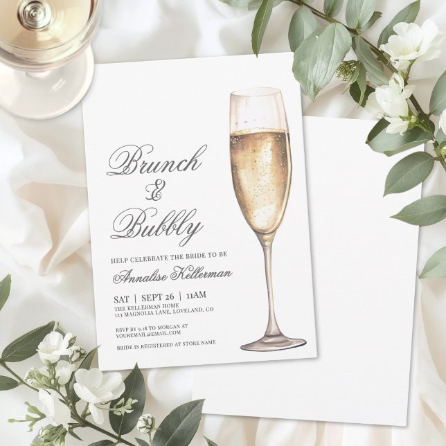 Brunch och bubbel Bröllopsdusch Inbjudningar (Brunch And Bubbly Bridal Shower Invitation)