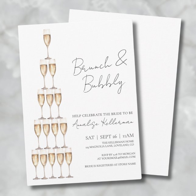 Brunch och bubbel Bröllopsdusch Inbjudningar (Brunch And Bubbly Elegant Bridal Shower Invitation)