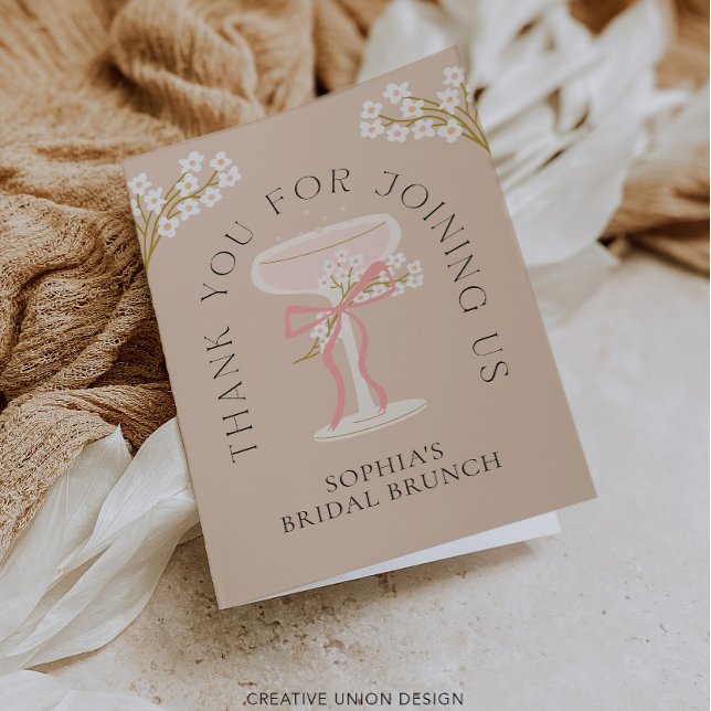 Brunch och bubbel Bröllopsdusch Tacksamhetskort Tack Kort (Skapare uppladdad)