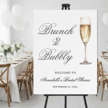 Brunch och bubbel Bröllopsdusch Välkomstskylt