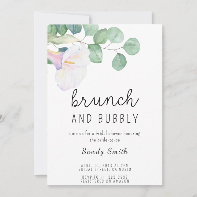 Brunch och bubbel bröllopsfest inbjudningar (Framsida)