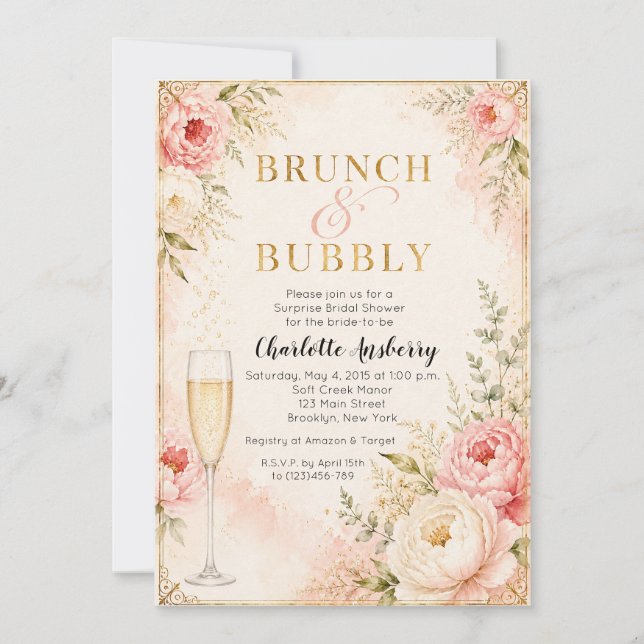 Brunch och bubbel Bröllopsfest Inbjudningar (Framsida)