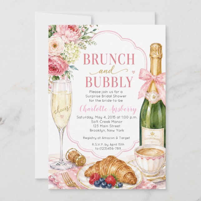 Brunch och bubbel Bröllopsfest Inbjudningar (Framsida)