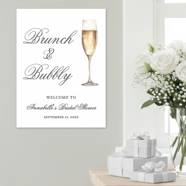 Brunch och bubbel Bröllopsfest välkomstskylt Poster (Brunch And Bubbly Bridal Shower Welcome Sign )