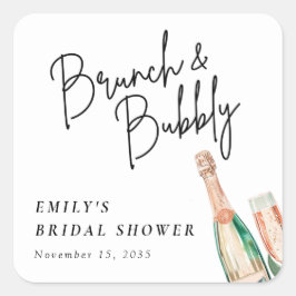 Brunch och bubbel Elegant bröllopsfest Fyrkantigt Klistermärke