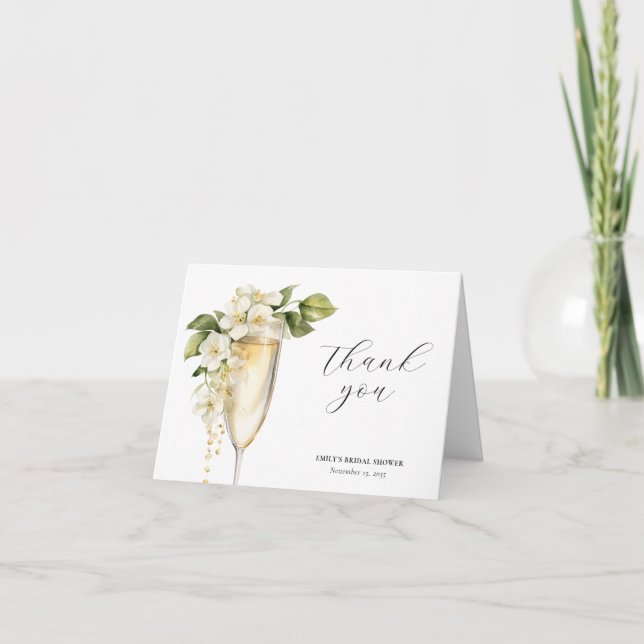 Brunch och bubbel Elegant bröllopsfest Tack Kort (Framsida)
