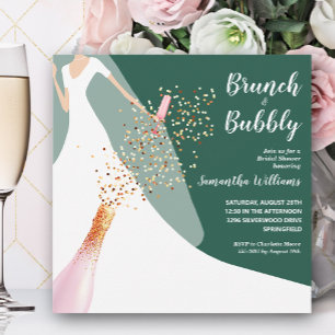 Brunch och bubbel Emerald Bröllopsdusch Inbjudningar