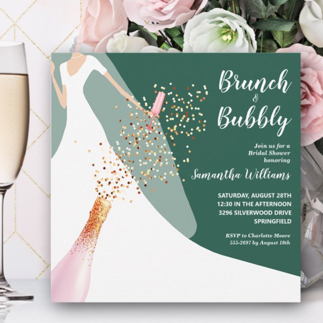 Brunch och bubbel Emerald Bröllopsdusch Inbjudningar (Skapare uppladdad)