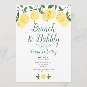 Brunch och bubbel Lemon Bröllopsfest Inbjudningar
